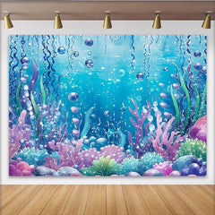 Lofaris Toile de fond de photographie sous-marine magique avec coraux et bulles étincelantes, véritable arrière-plan féerique pour studio photo