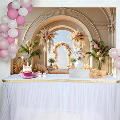 Lofaris, Toile de fond de mariage élégante avec roses et herbe de la pampa, magnifique décor pour cérémonie et séance photo