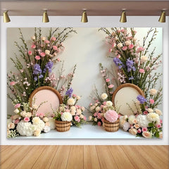 Lofaris Toile de fond de photographie florale rose et blanche élégante, arrière-plan romantique pour studio photo et portraits