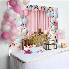 Lofaris Toile de fond baby shower révélation du sexe, décor western avec fleurs et ballons pour studio