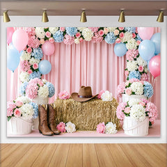Lofaris Toile de fond baby shower révélation du sexe, décor western avec fleurs et ballons pour studio