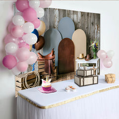 Lofaris Toile de fond de photographie western rustique avec arches et ballons, magnifique décor de studio pour séance photo