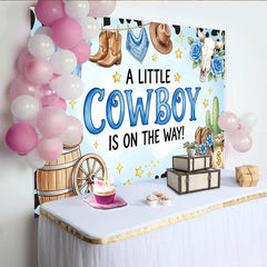 Lofaris Toile de fond pour baby shower cowboy avec imprimé vache et cactus, arrière-plan de photographie pour petit garçon