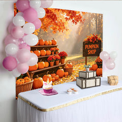 Lofaris Toile de fond de l'Action de grâce avec citrouilles et feuilles d'automne, arrière-plan rustique pour studio photo et fête de récolte
