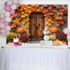Lofaris Toile de fond d'automne avec citrouilles et feuilles d'érable, magnifique arrière-plan pour décoration de récolte et séance photo