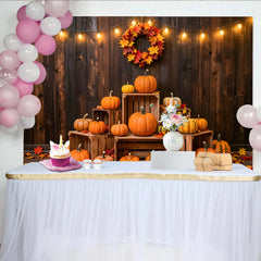 Lofaris Toile de fond d'automne rustique avec citrouilles et feuilles, magnifique décor de récolte pour studio photo
