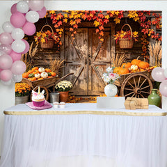 Lofaris Toile de fond d'automne rustique avec citrouilles et grange, magnifique arrière-plan pour studio photo professionnel