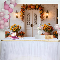 Lofaris Toile de fond d'automne avec citrouilles, feuilles d'érable et tournesols, décoration de saison pour Thanksgiving et Halloween