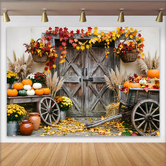 Lofaris Toile de fond de photographie automne avec citrouilles et feuilles, décor rustique pour studio photo et fête de récolte