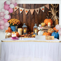 Lofaris Toile de fond de Thanksgiving avec citrouilles et feuilles d'automne, décor mural rustique pour séance photo de récolte