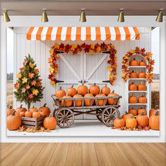 Lofaris Toile de fond d'automne rustique avec citrouilles et feuilles colorées, magnifique arrière-plan pour studio photo et décoration
