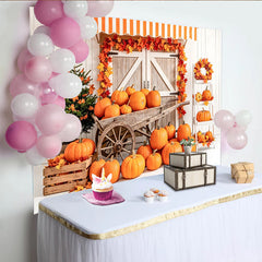 Lofaris Toile de fond rustique pour Thanksgiving avec citrouilles et feuilles d'automne, magnifique décor de récolte pour studio photo