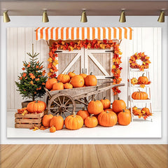 Lofaris Toile de fond rustique pour Thanksgiving avec citrouilles et feuilles d'automne, magnifique décor de récolte pour studio photo