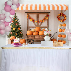 Lofaris Toile de fond de récolte d'automne avec citrouilles et feuilles, arrière-plan rustique pour studio photo et décoration de fête