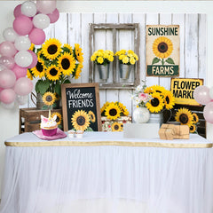 Lofaris Toile de fond de photographie tournesol rustique en bois, arrière-plan de ferme vintage pour studio photo et portrait