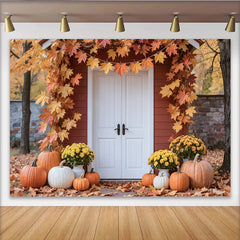 Lofaris Toile de fond de photographie d'automne avec citrouilles et feuilles d'érable, arrière-plan rustique pour studio photo