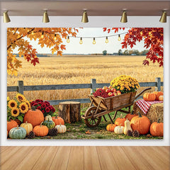 Lofaris Toile de fond de photographie automne avec citrouilles, decor de recolte rustique pour studio photo professionnel