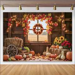 Lofaris Toile de fond de Thanksgiving rustique avec citrouilles, magnifique arrière-plan automnal pour studio photo