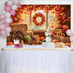 Lofaris Toile de fond pour automne et Thanksgiving avec citrouilles, magnifique decor de recolte rustique pour studio photo