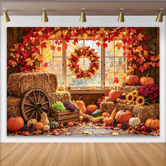 Lofaris Toile de fond pour automne et Thanksgiving avec citrouilles, magnifique decor de recolte rustique pour studio photo