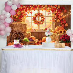 Lofaris Toile de fond de photographie pour automne avec citrouilles, decor rustique de fete des recoltes pour studio photo