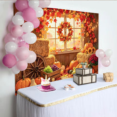 Lofaris Toile de fond de photographie pour automne avec citrouilles, decor rustique de fete des recoltes pour studio photo
