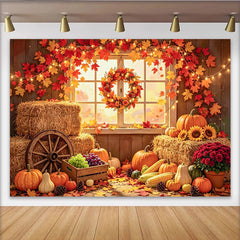 Lofaris Toile de fond de photographie pour automne avec citrouilles, decor rustique de fete des recoltes pour studio photo