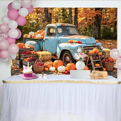 Lofaris Toile de fond de photographie automne avec camion vintage, magnifique arrière-plan de récolte pour studio photo
