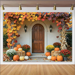 Lofaris Toile de fond automne avec citrouilles et feuilles colorees, magnifique arriere-plan de recolte pour studio photo