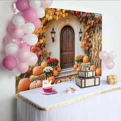Lofaris Toile de fond pour thanksgiving avec citrouilles de automne, magnifique arriere-plan de recolte pour studio photo