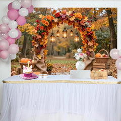 Lofaris Toile de fond automnale avec citrouilles et lanternes, magnifique décor de récolte pour séance photo de fête