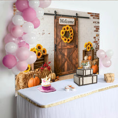 Lofaris Toile de fond Thanksgiving avec citrouilles et tournesols, décor rustique automnal pour studio photo