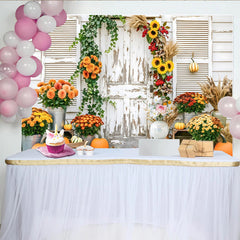 Découvrez Toile de fond de photographie automne avec citrouilles, magnifique décor rustique de récolte pour studio photo