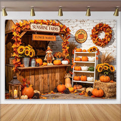 Lofaris Toile de fond de photographie ferme automnale et citrouilles, magnifique arrière-plan rustique pour studio photo