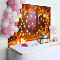 Lofaris Toile de fond de photographie automne avec citrouilles, magnifique decor de feuilles pour studio photo