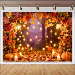 Lofaris Toile de fond de photographie automne avec citrouilles, magnifique decor de feuilles pour studio photo