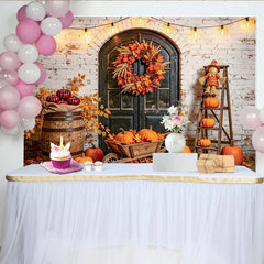 La Toile de fond automnale avec citrouilles pour Thanksgiving, décor rustique de récolte pour studio photo