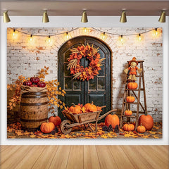 La Toile de fond automnale avec citrouilles pour Thanksgiving, décor rustique de récolte pour studio photo