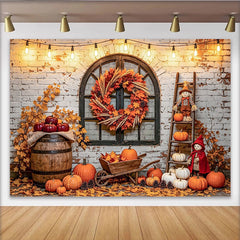 Lofaris Toile de fond automnale avec citrouilles et feuilles mortes, magnifique décor rustique pour studio de photographie