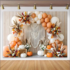 Lofaris Toile de fond automnale avec citrouilles et ballons, arriere-plan rustique pour decoration de studio photo