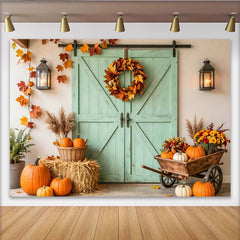 Lofaris Toile de fond d'automne rustique avec citrouilles et feuilles d'érable, arrière-plan pour studio photo et décoration de récolte