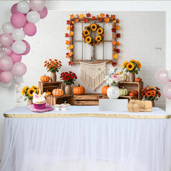 Lofaris Toile de fond d'automne rustique avec citrouilles et tournesols, magnifique arrière-plan pour studio photo et fête de la récolte