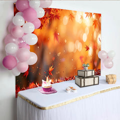 Lofaris Toile de fond de photographie feuilles d'érable rouges et lumière dorée, magnifique arrière-plan bokeh pour studio photo professionnel