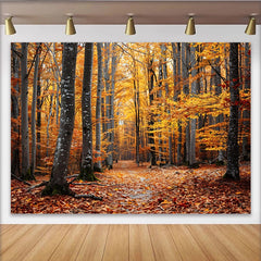 Lofaris Toile de fond de photographie forêt d'automne avec feuilles jaunes et oranges, magnifique arrière-plan naturel pour studio photo