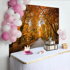 Lofaris Toile de fond de photographie paysage d'automne avec arbres et feuilles oranges, magnifique décor naturel pour studio photo