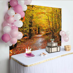 Lofaris Toile de fond de photographie paysage d'automne avec feuilles jaunes et oranges, décor naturel pour studio et séance photo