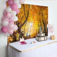 Lofaris Toile de fond de photographie forêt d'automne aux feuilles dorées, magnifique arrière-plan pour studio photo professionnel