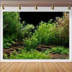 Lofaris Toile de fond de photographie plantes aquatiques vertes et bois, magnifique arrière-plan naturel pour studio photo