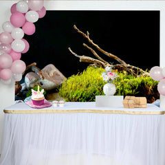 Lofaris Toile de fond de photographie naturelle avec mousse verte, pierres et branches de bois, arrière-plan texturé pour studio photo