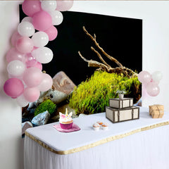 Lofaris Toile de fond de photographie naturelle avec mousse verte, pierres et branches de bois, arrière-plan texturé pour studio photo